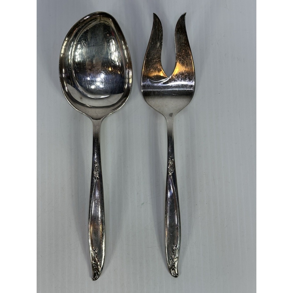Vintage HOLMES & EDWARDS Deep Silver Serving Spoon & Fork 9 in Flatware